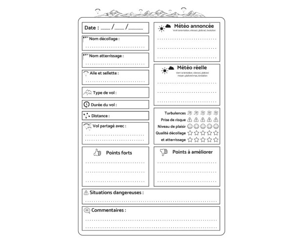 Livre "Carnet de vol parapente"