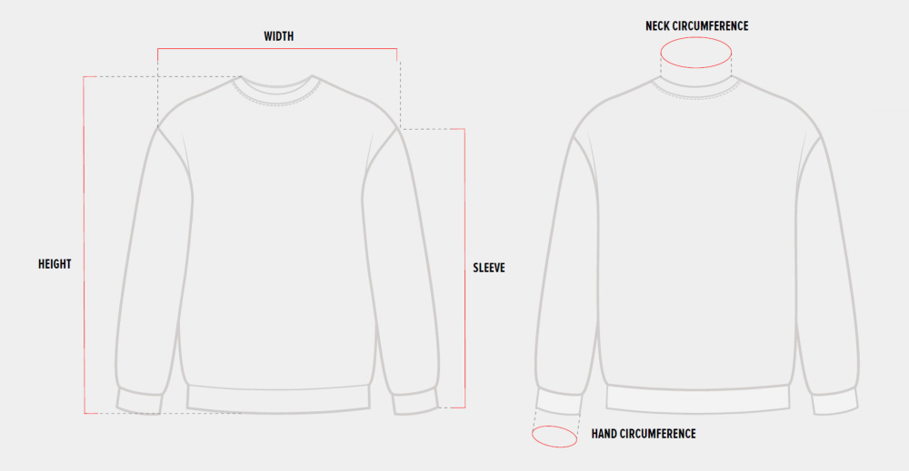 guide des tailles gin sweatshirt